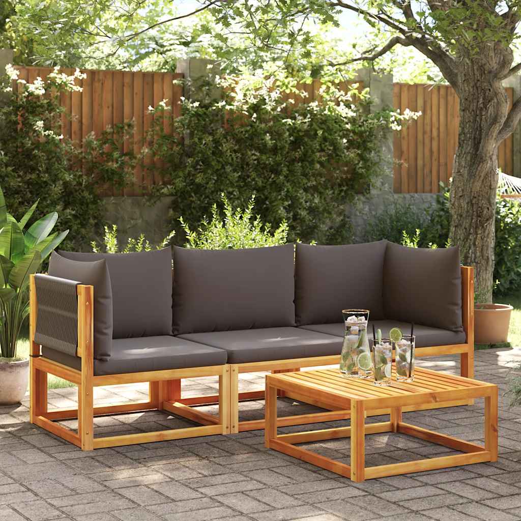 vidaXL Gartensofa-Ecke mit Kissen Holz Akazie & Seil