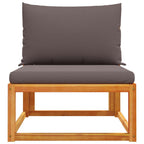 vidaXL Gartensofa ohne Armlehnen mit Kissen Holz Akazie & Seil