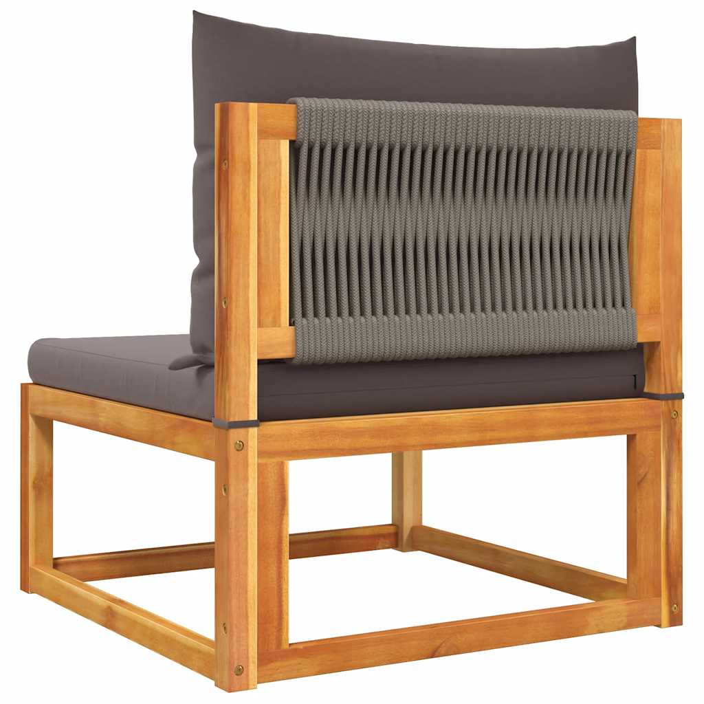 vidaXL Gartensofa ohne Armlehnen mit Kissen Holz Akazie & Seil