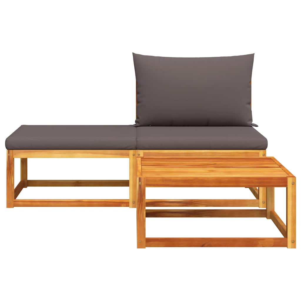 vidaXL 3-tlg. Gartensofa-Set mit Kissen Holz Akazie & Seil
