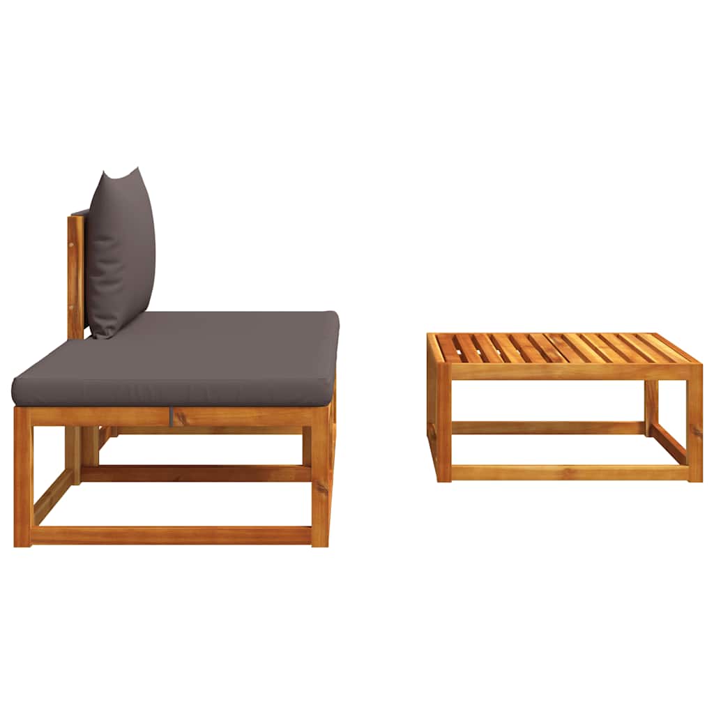 vidaXL 3-tlg. Gartensofa-Set mit Kissen Holz Akazie & Seil