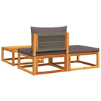 vidaXL 3-tlg. Gartensofa-Set mit Kissen Holz Akazie & Seil