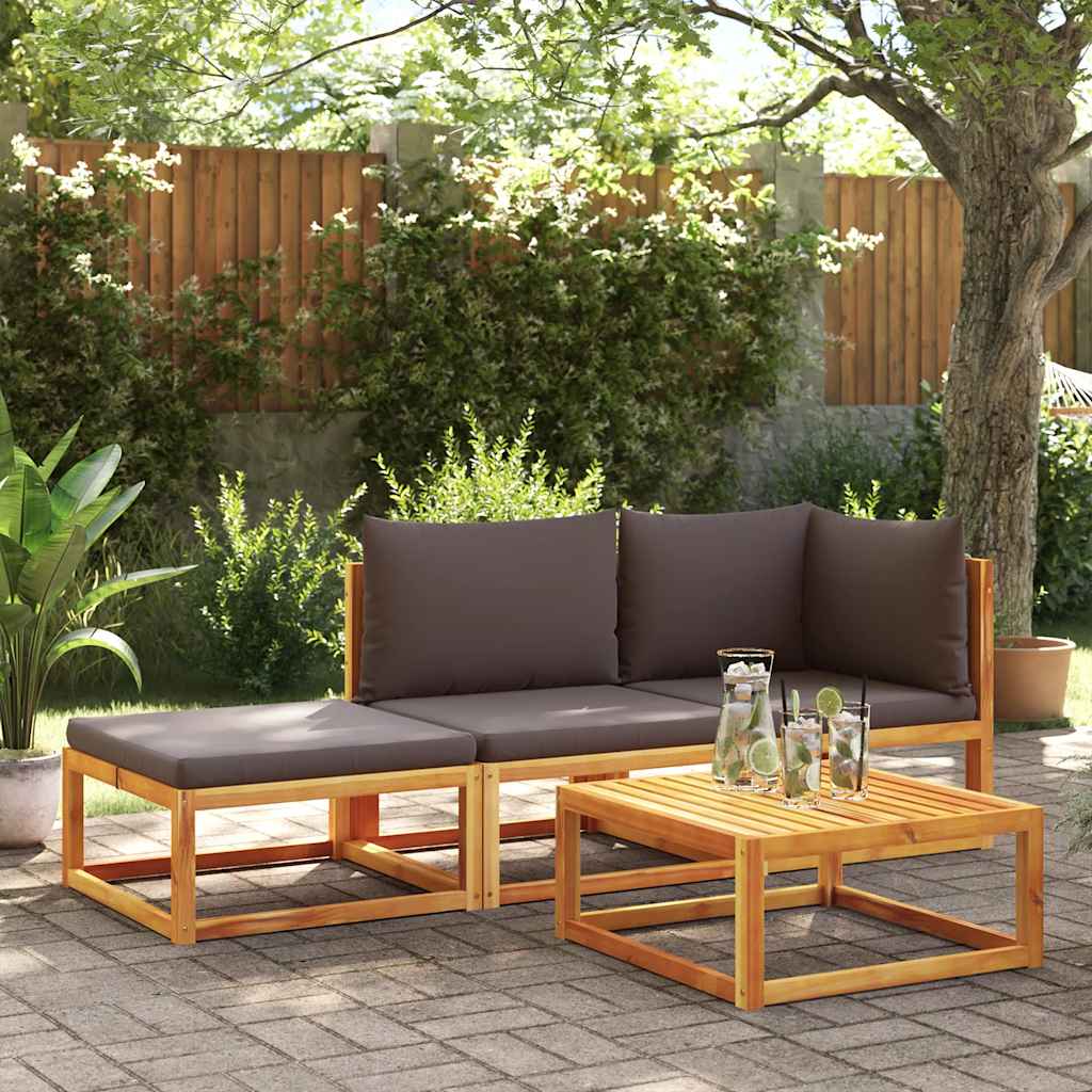 vidaXL Gartensofa mit Kissen 2-Sitzer Holz Akazie & Seil