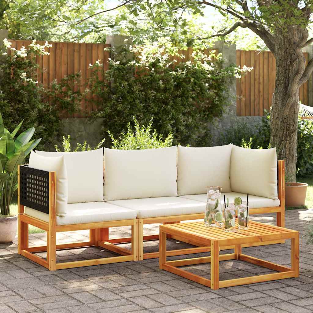 vidaXL Gartensofa-Ecke mit Kissen Holz Akazie & Rattan