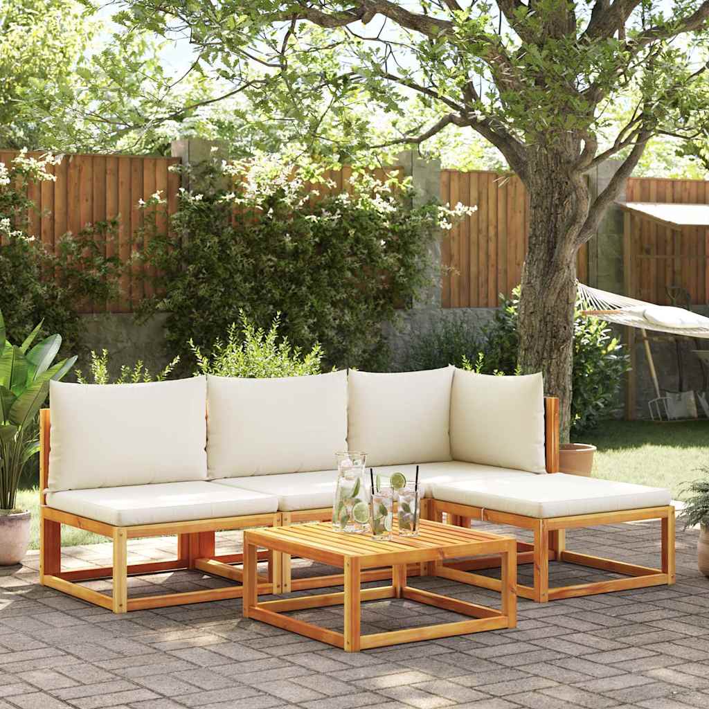 vidaXL Gartensofa ohne Armlehnen mit Kissen Holz Akazie & Rattan