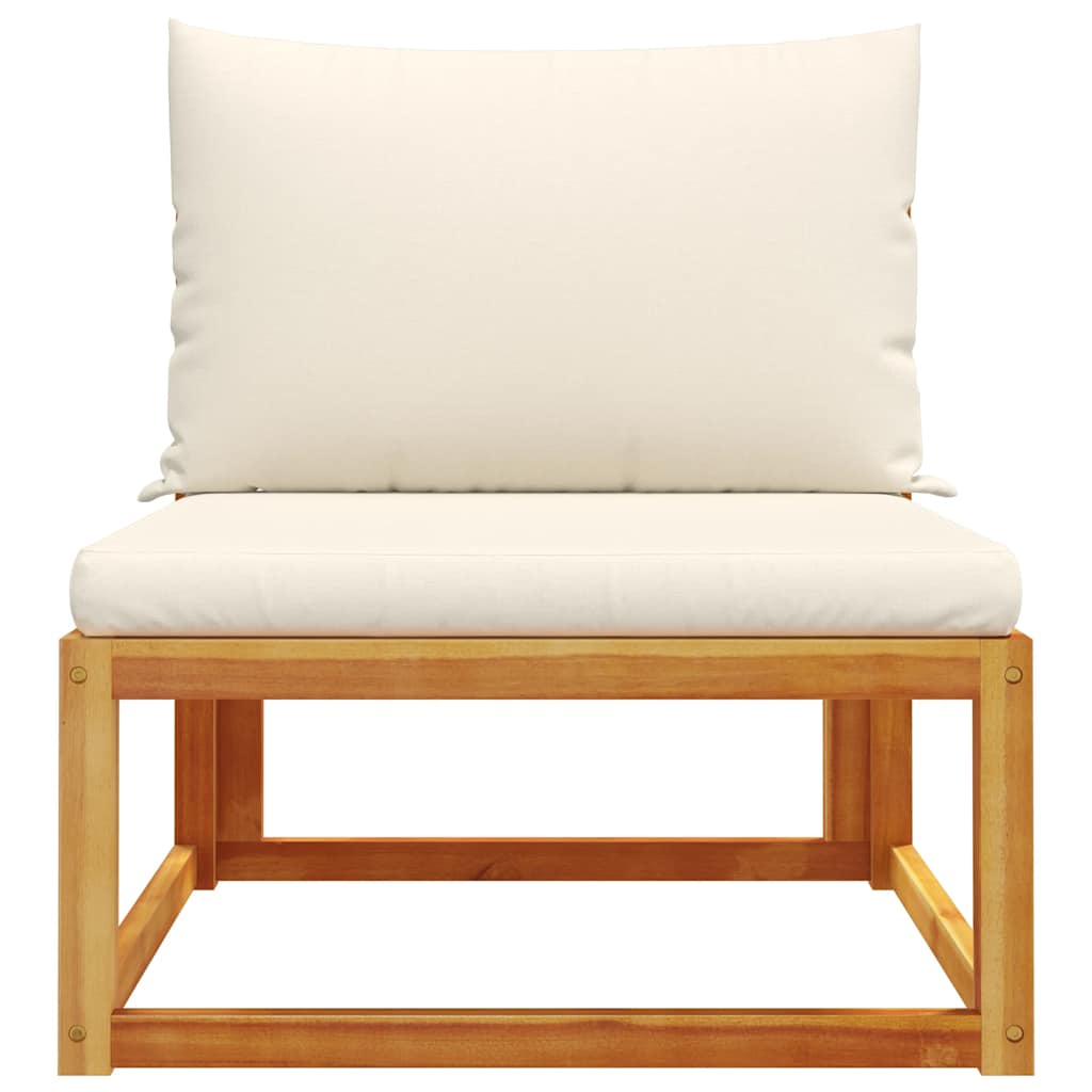 vidaXL Gartensofa ohne Armlehnen mit Kissen Holz Akazie & Rattan