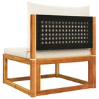 vidaXL Gartensofa ohne Armlehnen mit Kissen Holz Akazie & Rattan