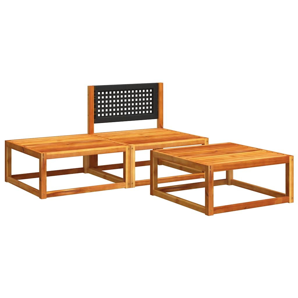 vidaXL 3-tlg. Gartensofa-Set mit Kissen Holz Akazie & Rattan
