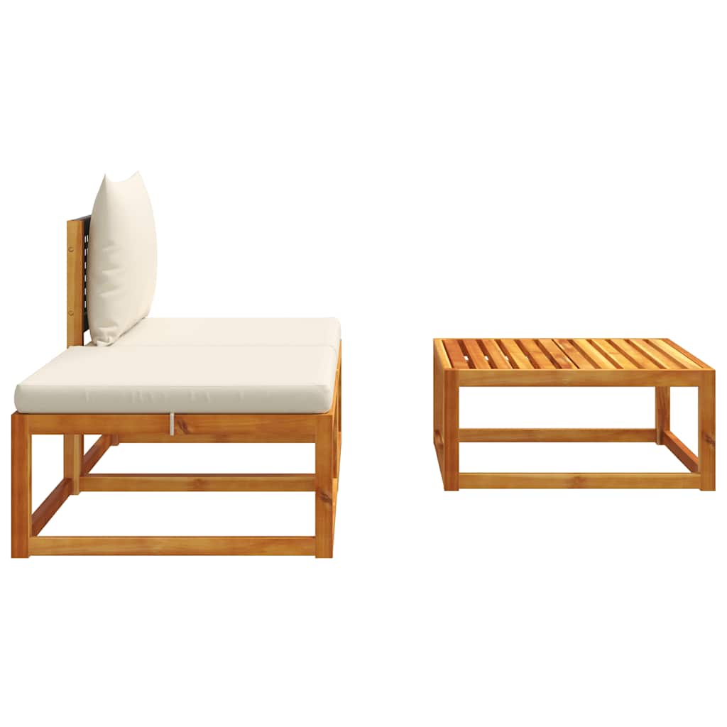 vidaXL 3-tlg. Gartensofa-Set mit Kissen Holz Akazie & Rattan