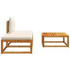 vidaXL 3-tlg. Gartensofa-Set mit Kissen Holz Akazie & Rattan