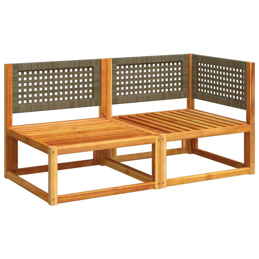 vidaXL Gartensofa mit Kissen 2-Sitzer Holz Akazie & Rattan