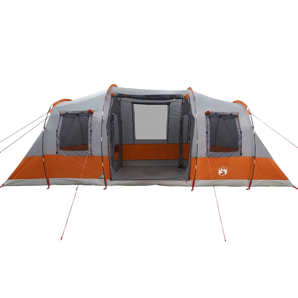 vidaXL Tunnelzelt 4 Personen Grau und Orange Wasserdicht