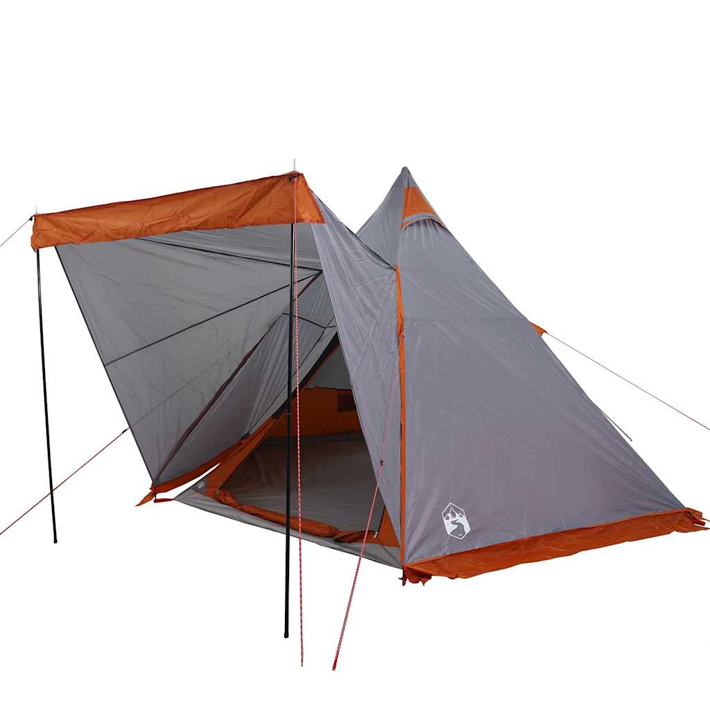 vidaXL Tipi-Familienzelt 6 Personen Grau und Orange Wasserdicht