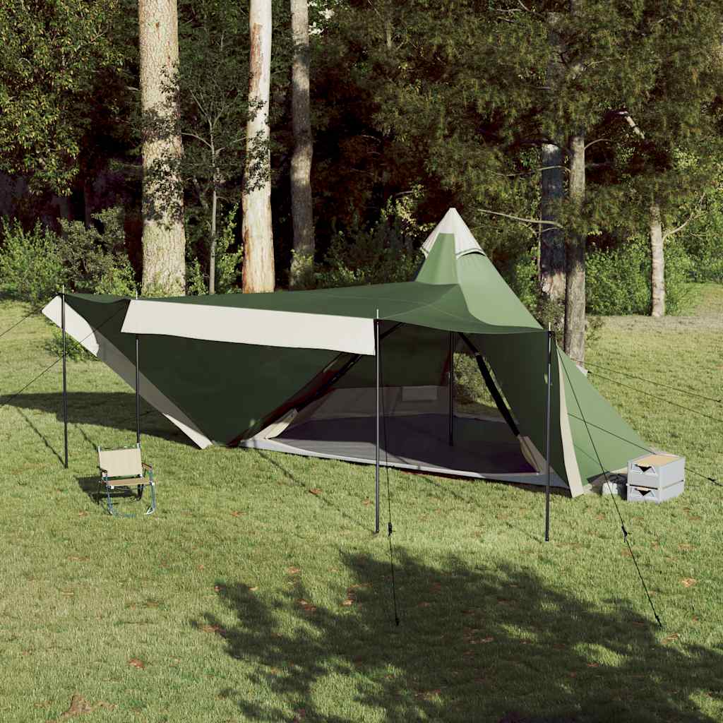 vidaXL Tipi-Familienzelt 8 Personen Grün Wasserdicht