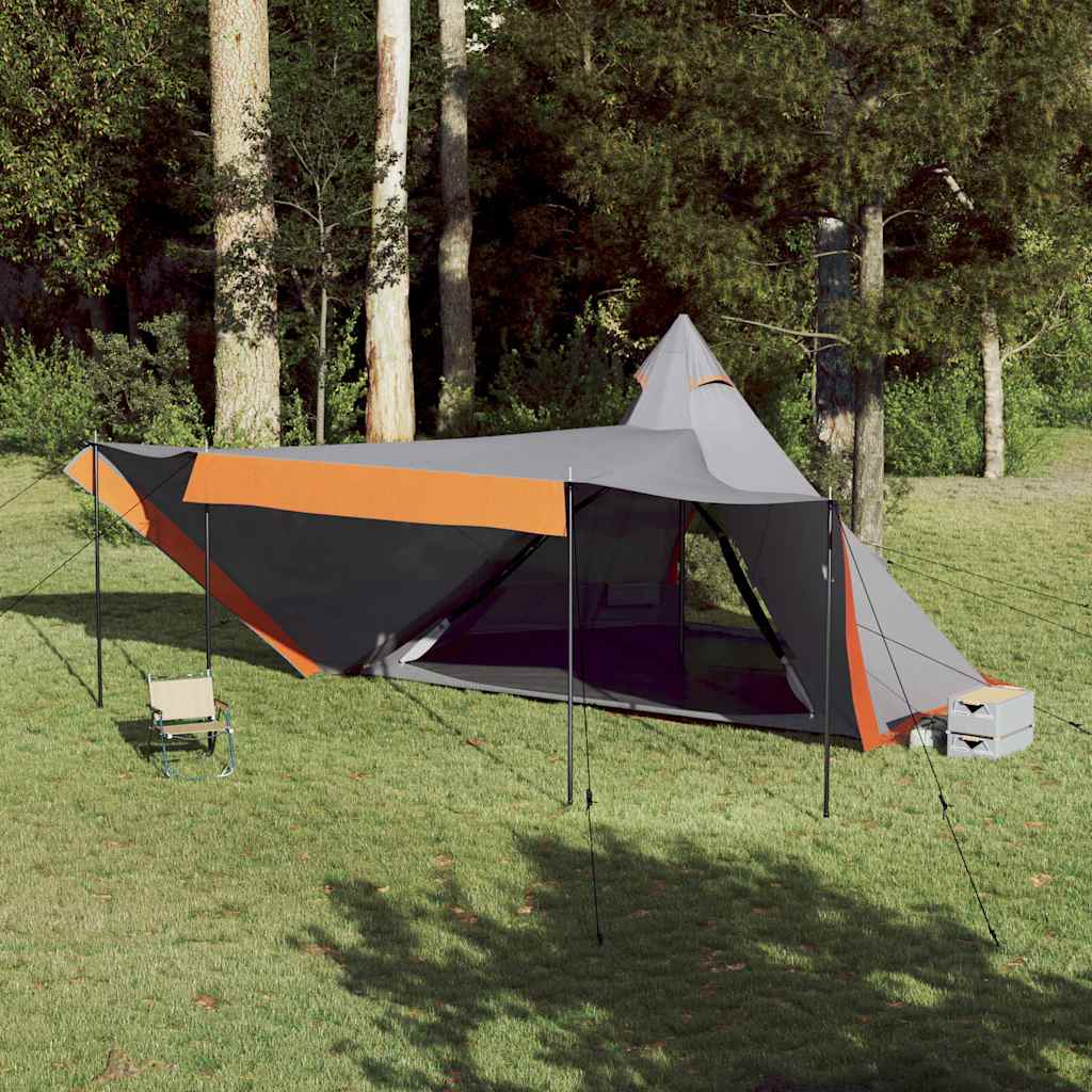vidaXL Tipi-Familienzelt 8 Personen Grau und Orange Wasserdicht