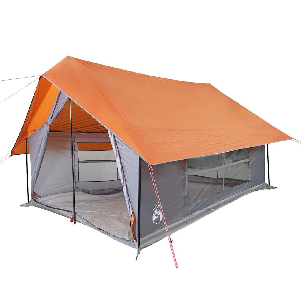 vidaXL Campingzelt 5 Personen Grau und Orange Wasserdicht