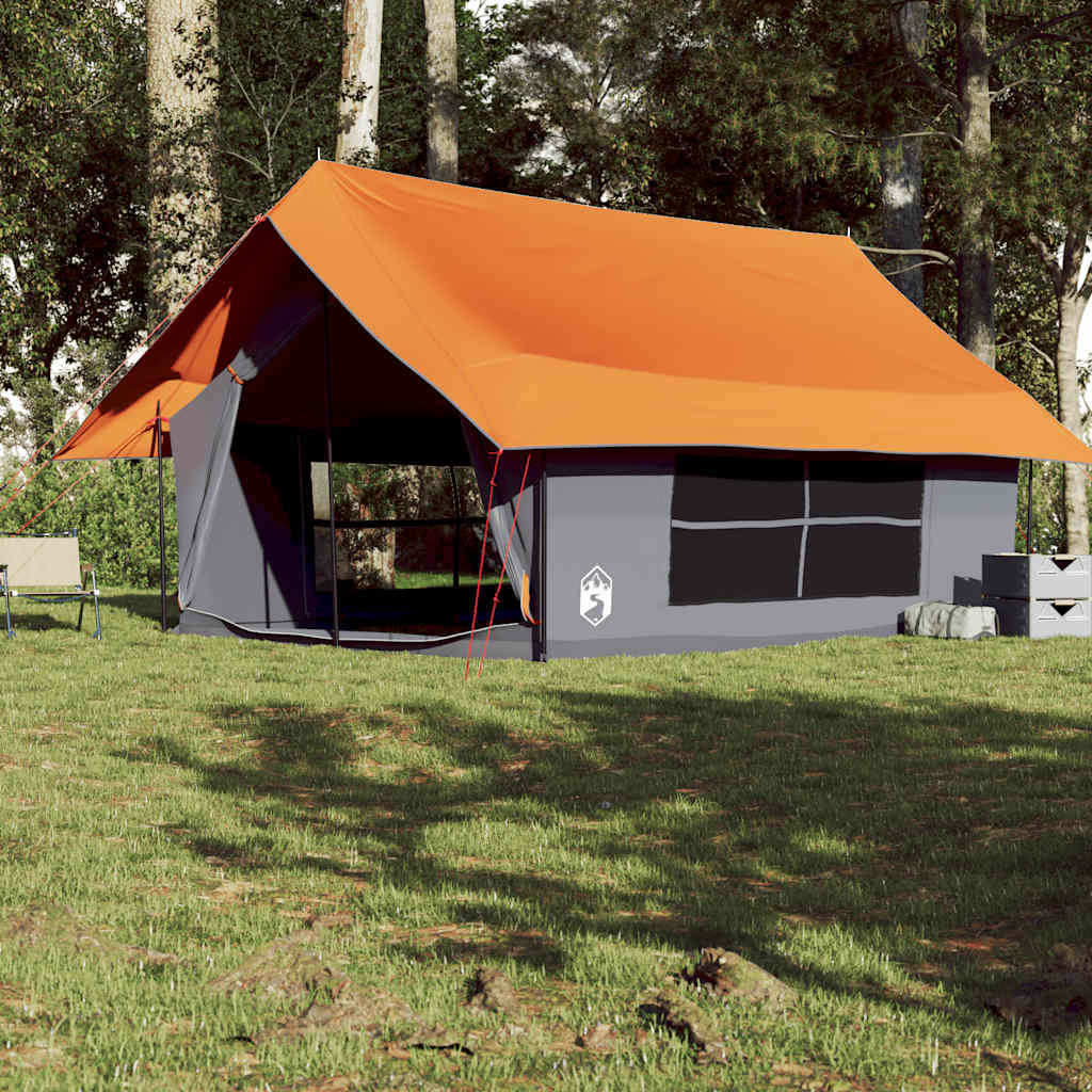 vidaXL Campingzelt 5 Personen Grau und Orange Wasserdicht