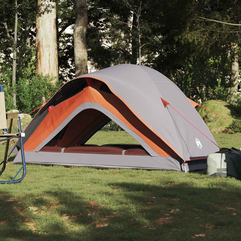 vidaXL Campingzelt 1 Person Grau und Orange Wasserfest
