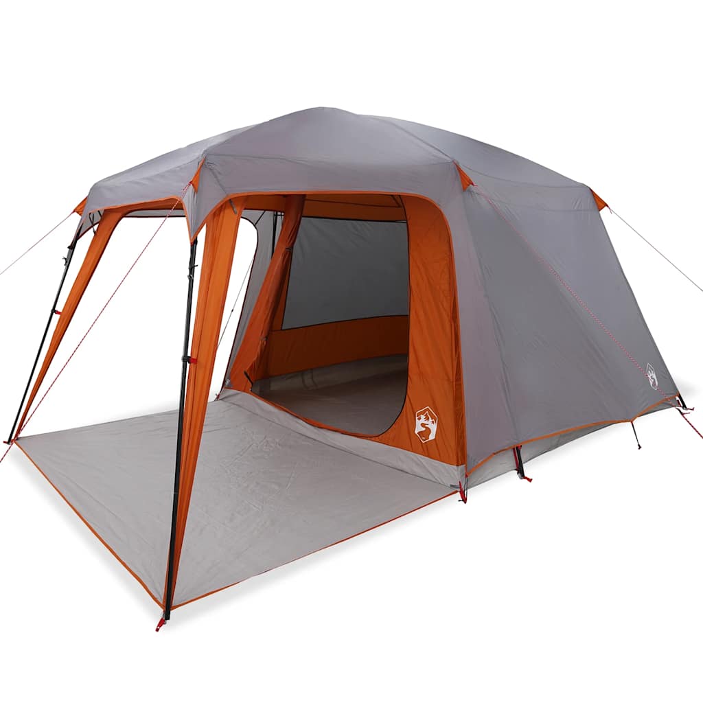 vidaXL Campingzelt mit Vorzelt 5 Personen Grau und Orange Wasserdicht