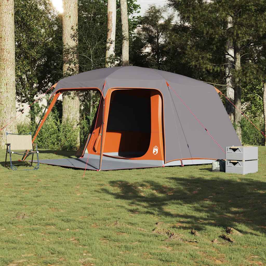vidaXL Campingzelt mit Vorzelt 5 Personen Grau und Orange Wasserdicht