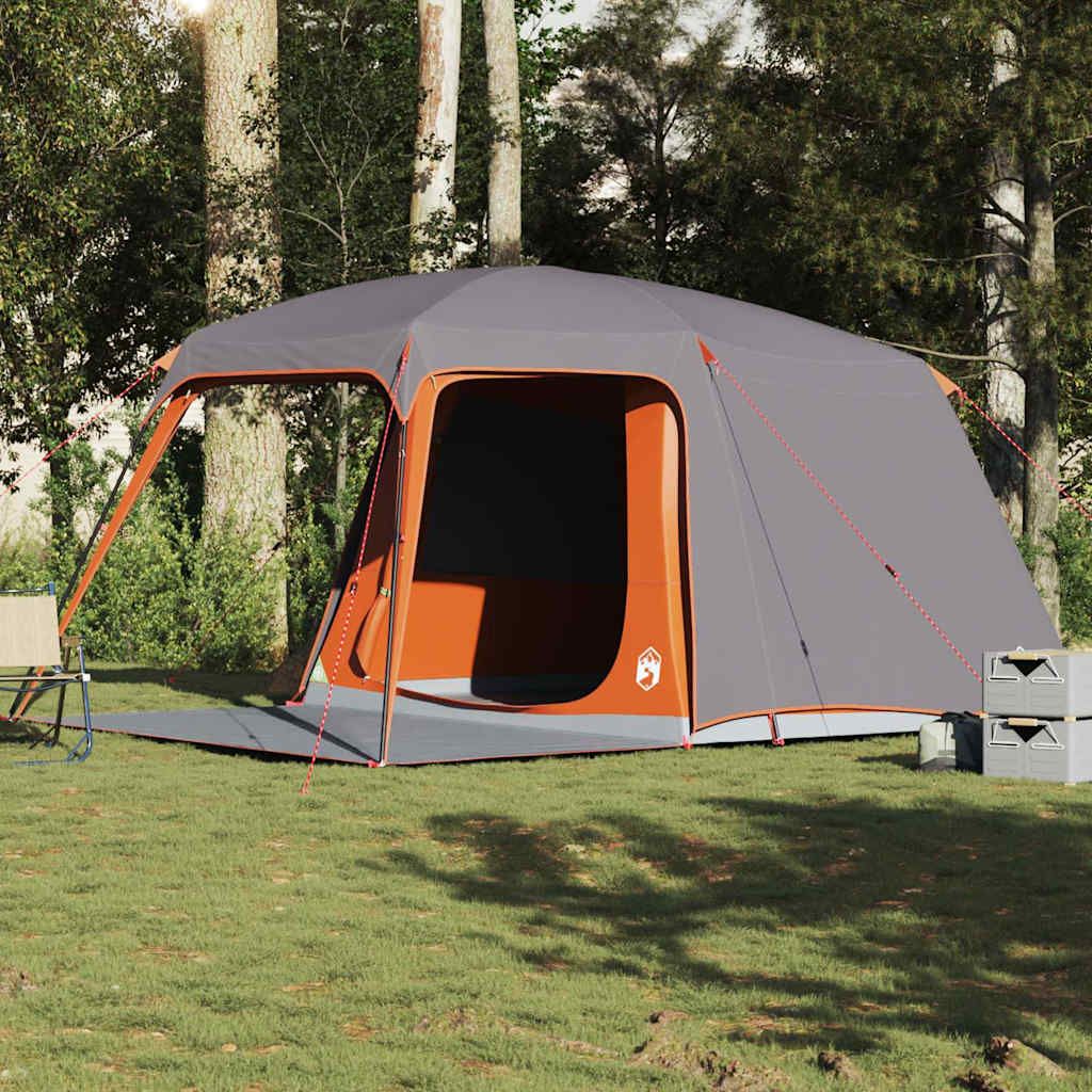 vidaXL Campingzelt mit Vorzelt 5 Personen Grau und Orange Wasserdicht