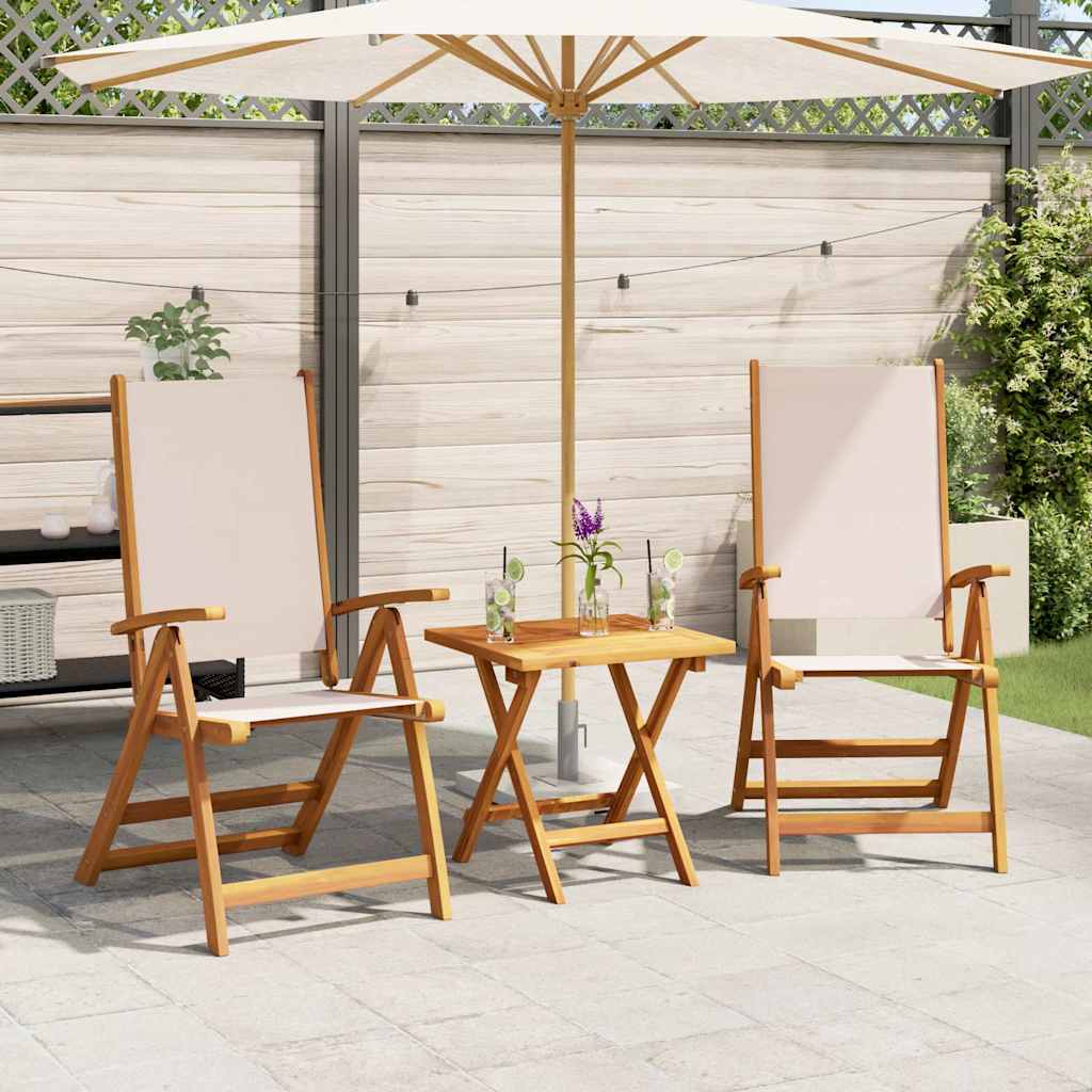 vidaXL Gartenstühle 2 Stk. Klappbar Massivholz Akazie und Textilene