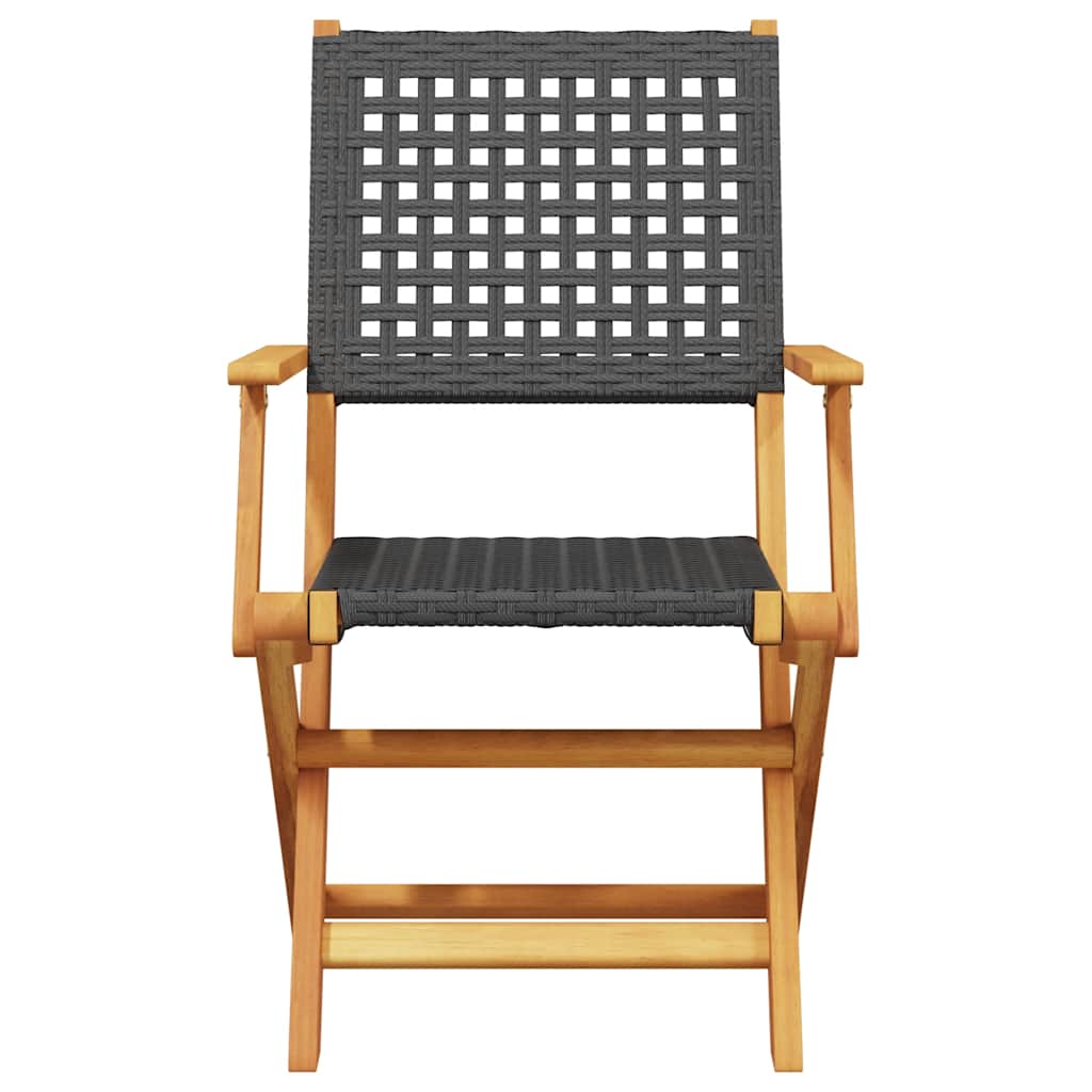 vidaXL 5-tlg. Garten-Essgruppe Schwarz Poly Rattan und Massivholz