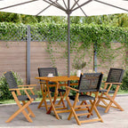 vidaXL 5-tlg. Garten-Essgruppe Schwarz Poly Rattan und Massivholz