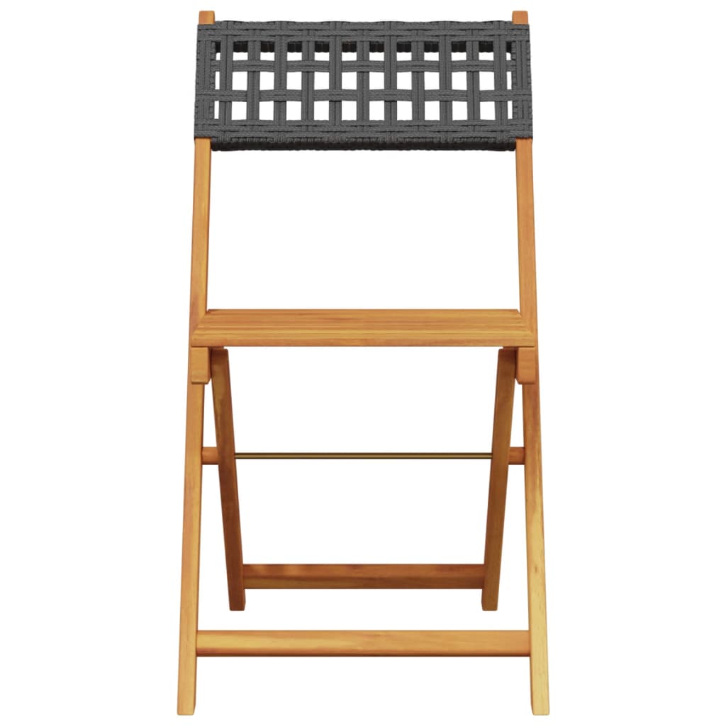 vidaXL 3-tlg. Bistro-Set Schwarz Poly Rattan und Massivholz