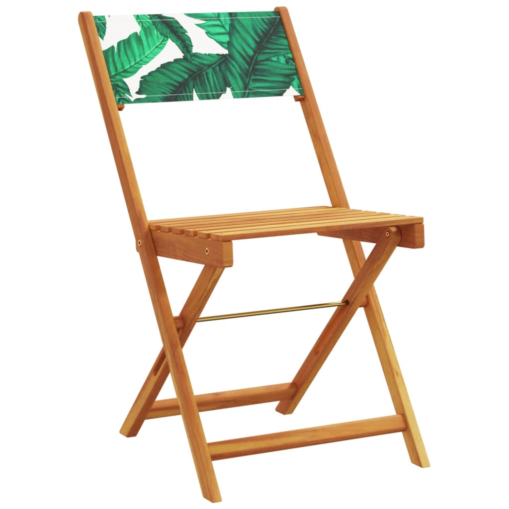 vidaXL 3-tlg. Bistro-Set Blattmuster Stoff und Massivholz
