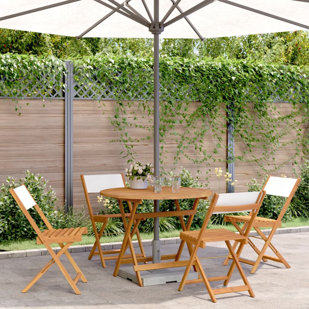 vidaXL 5-tlg. Garten-Essgruppe Stoff und Massivholz Cremeweiß