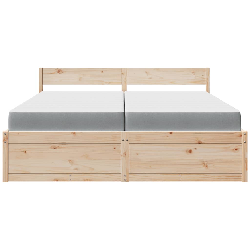 vidaXL Bett mit Schubladen und Matratze 200x200 cm Massivholz Kiefer