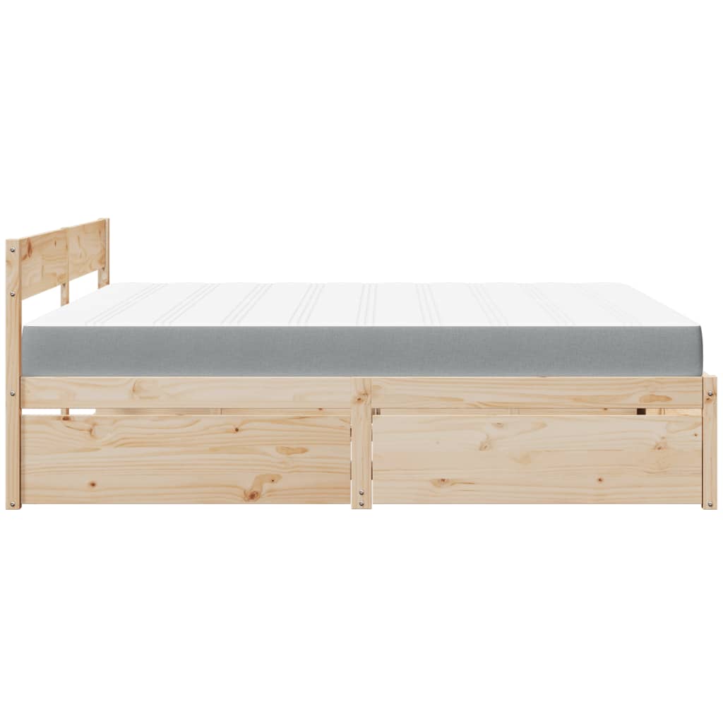 vidaXL Bett mit Schubladen und Matratze 200x200 cm Massivholz Kiefer