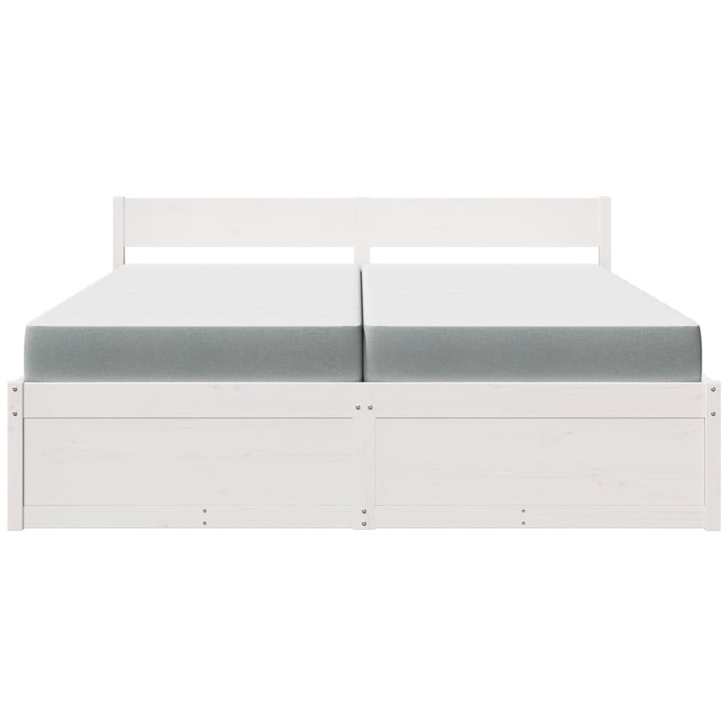vidaXL Bett mit Schubladen und Matratze Weiß 200x200 cm Massivholz