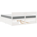 vidaXL Bett mit Schubladen und Matratze Weiß 200x200 cm Massivholz