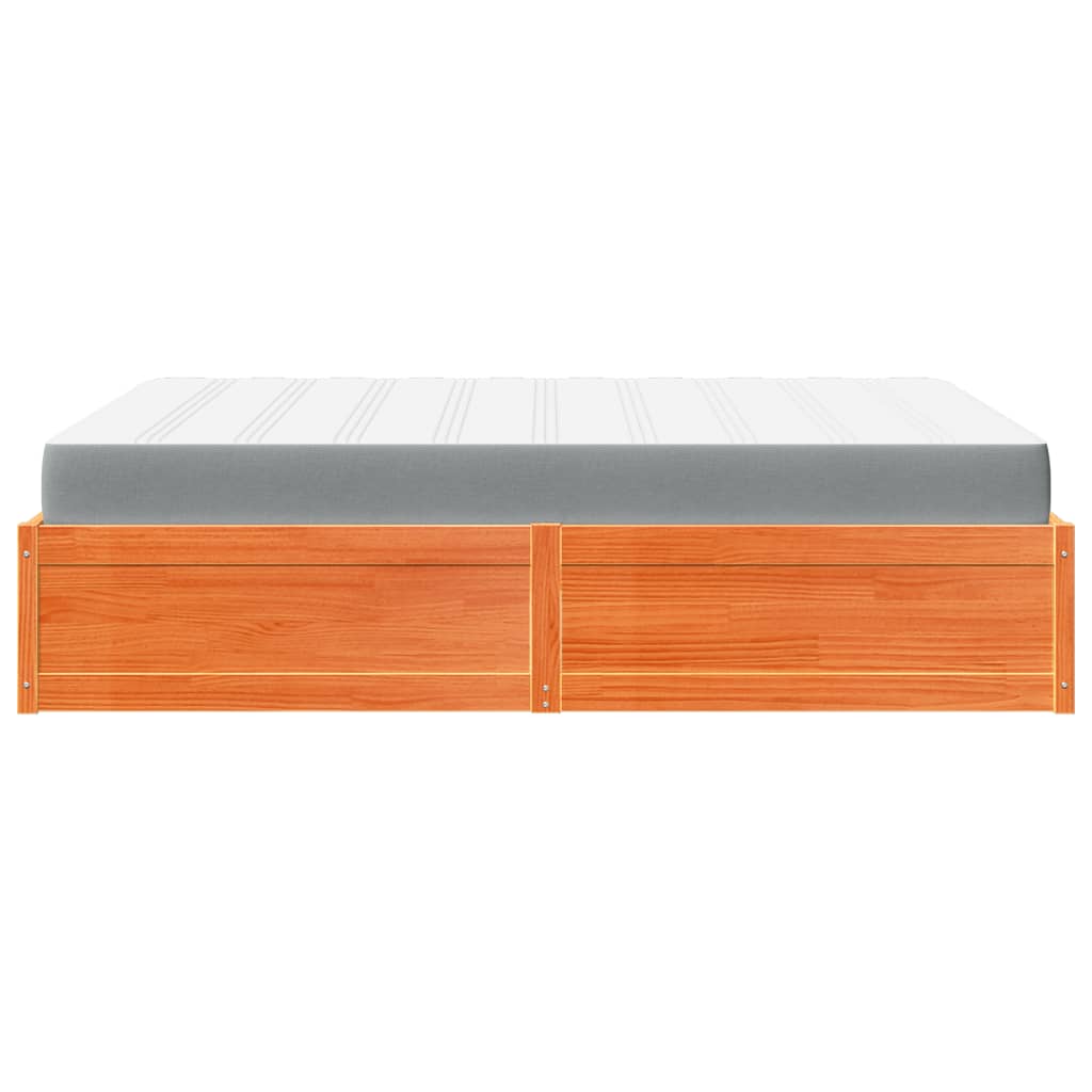 vidaXL Bett mit Matratze Wachsbraun 160x200 cm Massivholz Kiefer