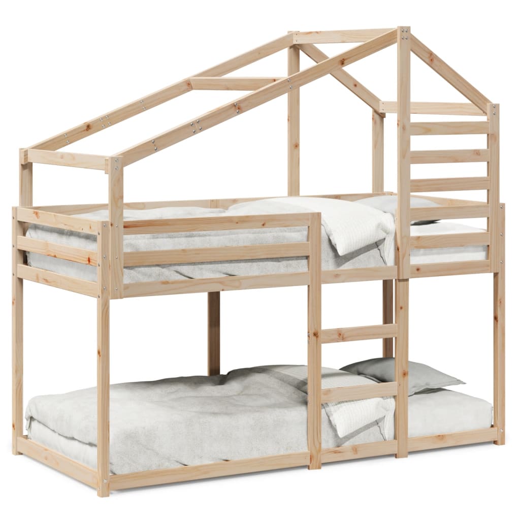 vidaXL Etagenbett mit Dach 80x200 cm Massivholz Kiefer