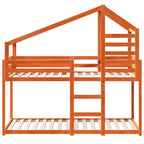 vidaXL Etagenbett mit Dach Wachsbraun 80x200 cm Massivholz Kiefer