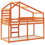 vidaXL Etagenbett mit Dach Wachsbraun 80x200 cm Massivholz Kiefer