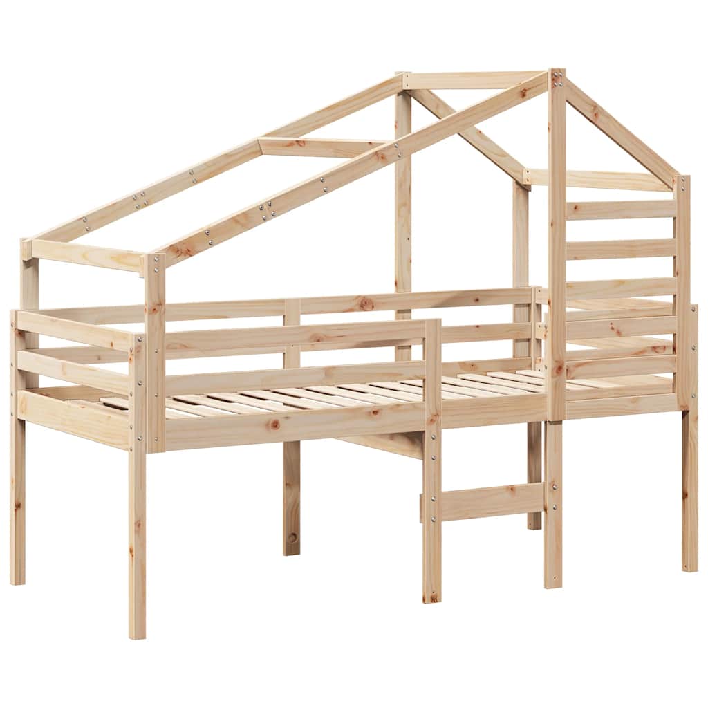 vidaXL Hochbett mit Dach 80x200 cm Massivholz Kiefer