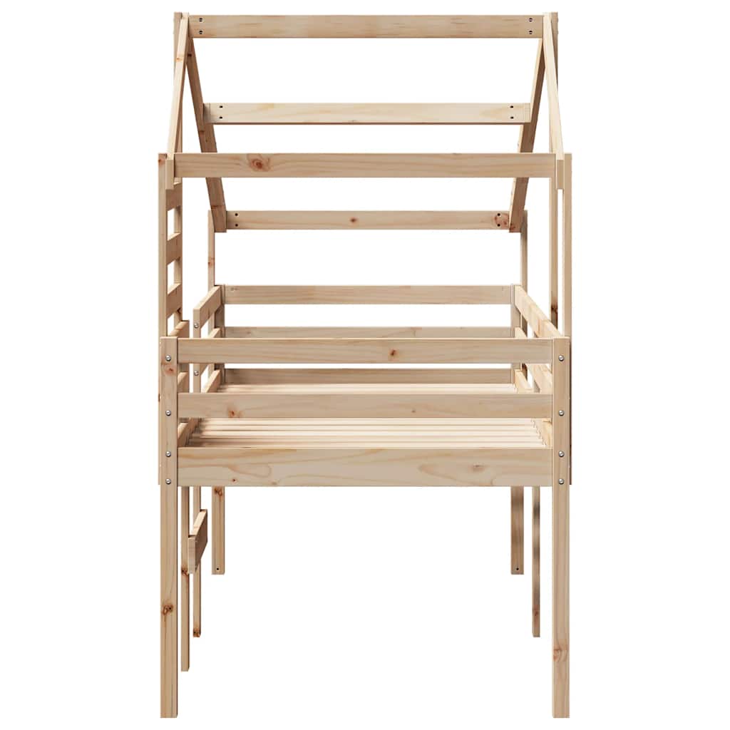 vidaXL Hochbett mit Dach 80x200 cm Massivholz Kiefer