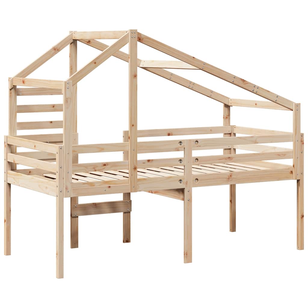 vidaXL Hochbett mit Dach 80x200 cm Massivholz Kiefer