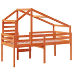 vidaXL Hochbett mit Dach Wachsbraun 80x200 cm Massivholz Kiefer