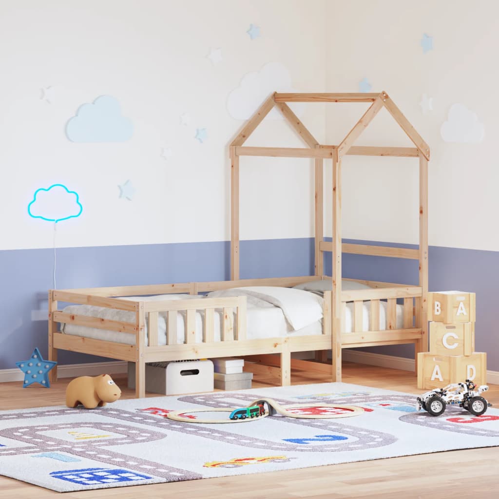 vidaXL Massivholzbett mit Dach 100x200 cm Kiefer