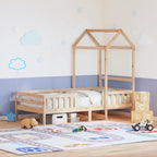 vidaXL Massivholzbett mit Dach 100x200 cm Kiefer