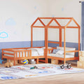 vidaXL Massivholzbett und Bank mit Dach Weiß 100x200 cm Kiefernholz
