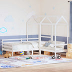 vidaXL Tagesbett und Bank mit Dach Weiß 80x200 cm Kiefernholz