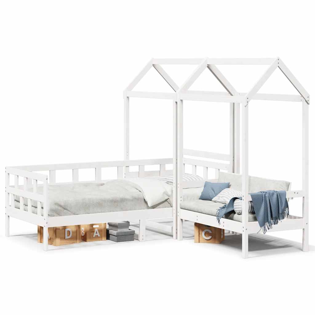 vidaXL Tagesbett Set mit Dach Weiß 80x200 cm Massivholz Kiefer