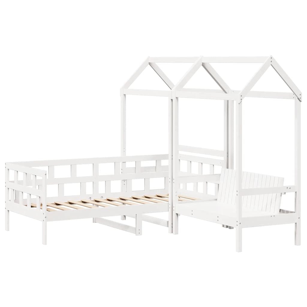 vidaXL Tagesbett Set mit Dach Weiß 80x200 cm Massivholz Kiefer