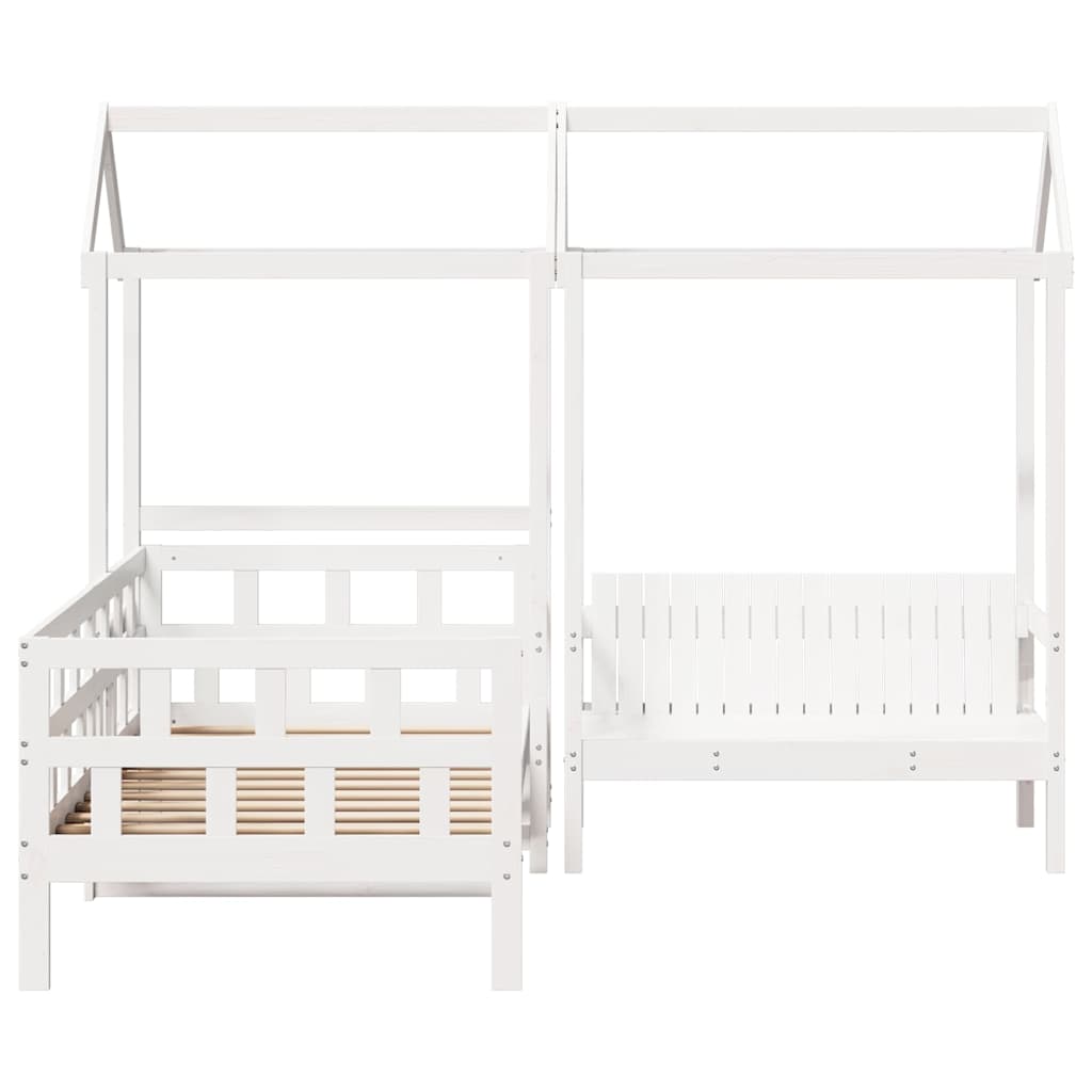 vidaXL Tagesbett Set mit Dach Weiß 80x200 cm Massivholz Kiefer